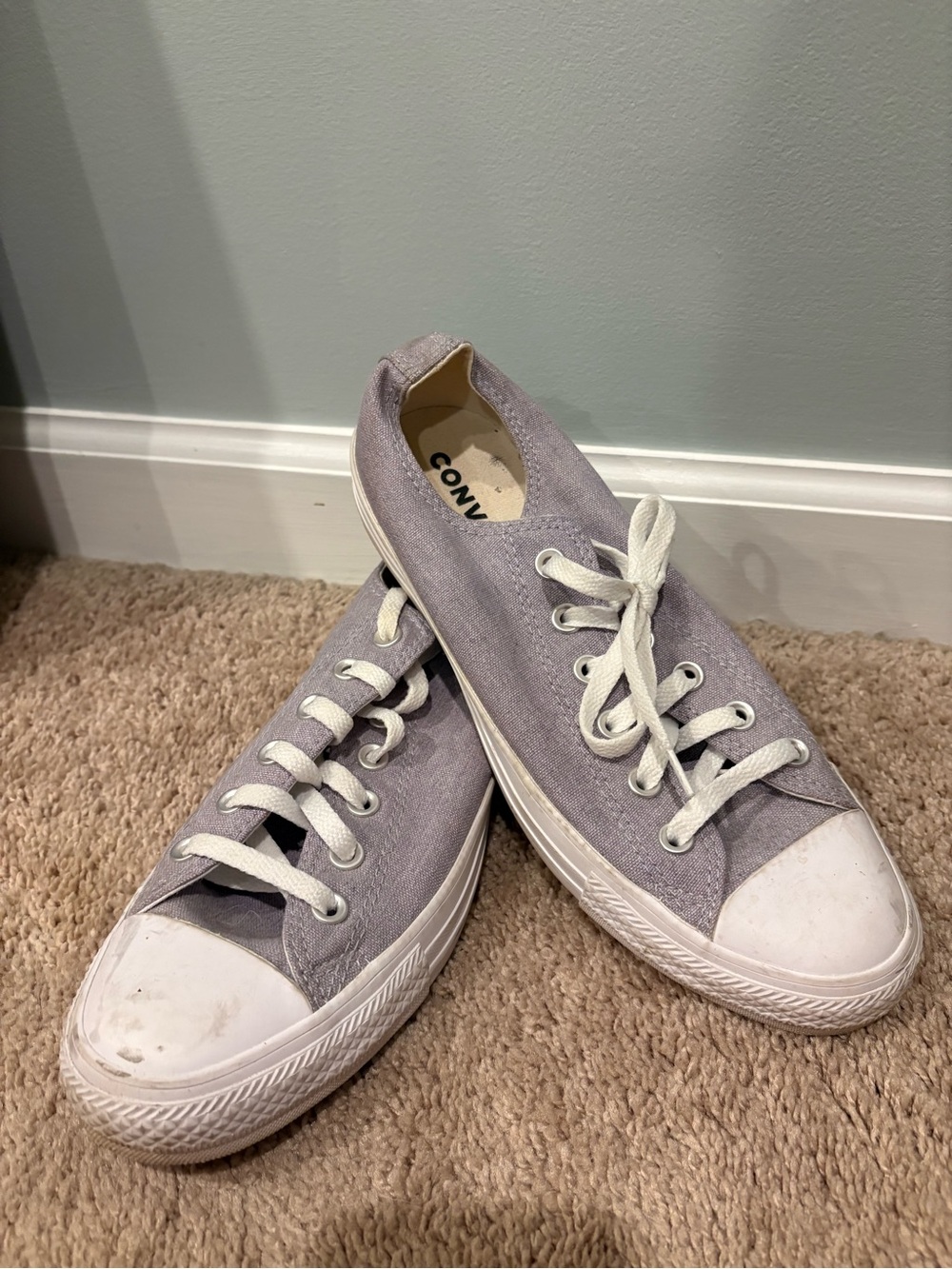 Converse Low Top Canvas Sneakers in Light Purple-Gray